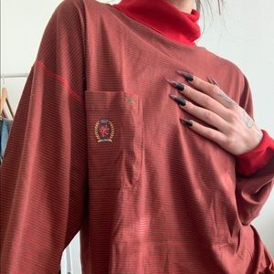 vintage Tommy Hilfiger stripped turtle neck with embroidered pocket